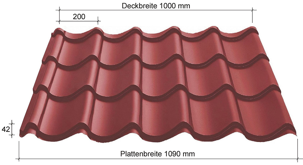 Stahl-Dachziegelprofil Royal 42 für Dach und Fassade